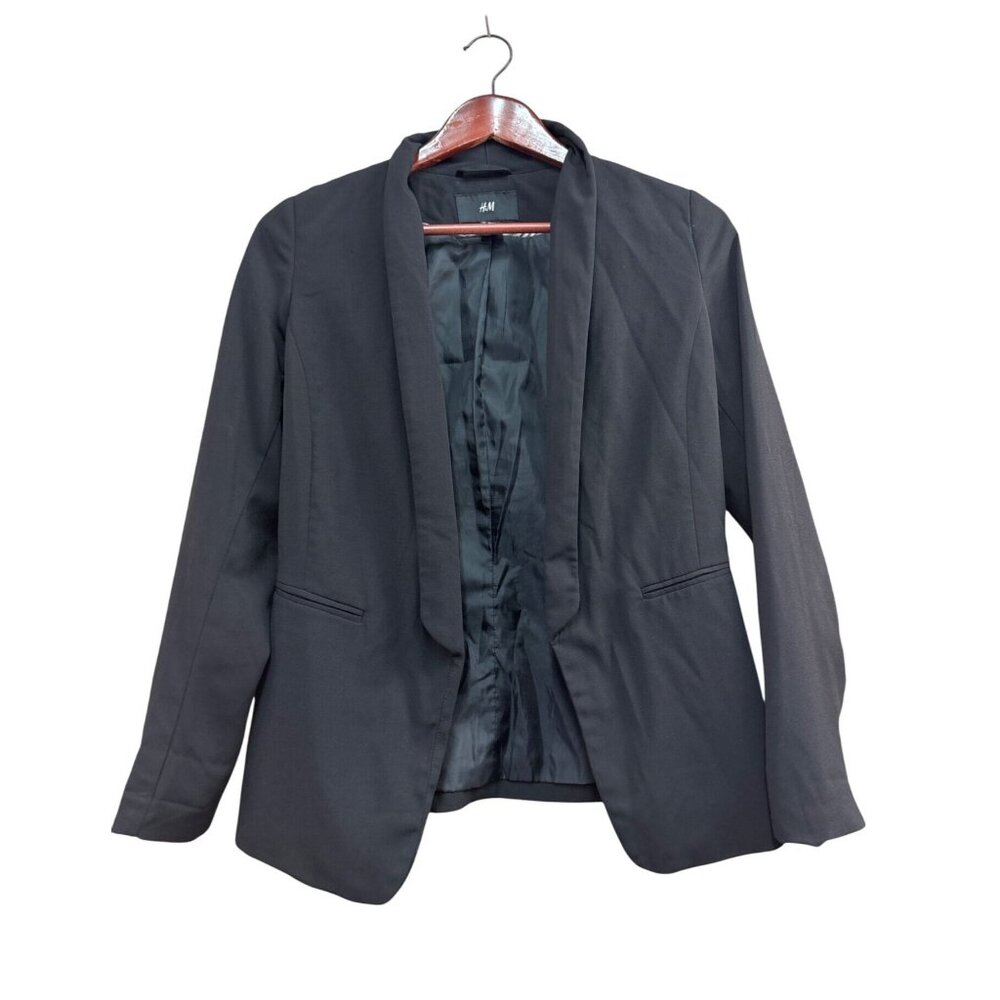 H&M Womens Black Blazer Jacket Size 4 Polyester & Elastane